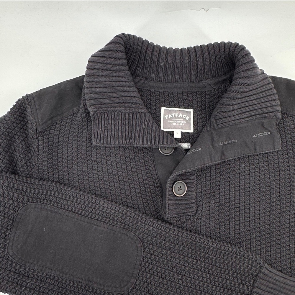 FatFace Pullover Military Utility Sweater Mens L Black Gorpcore Cabin Fisherman